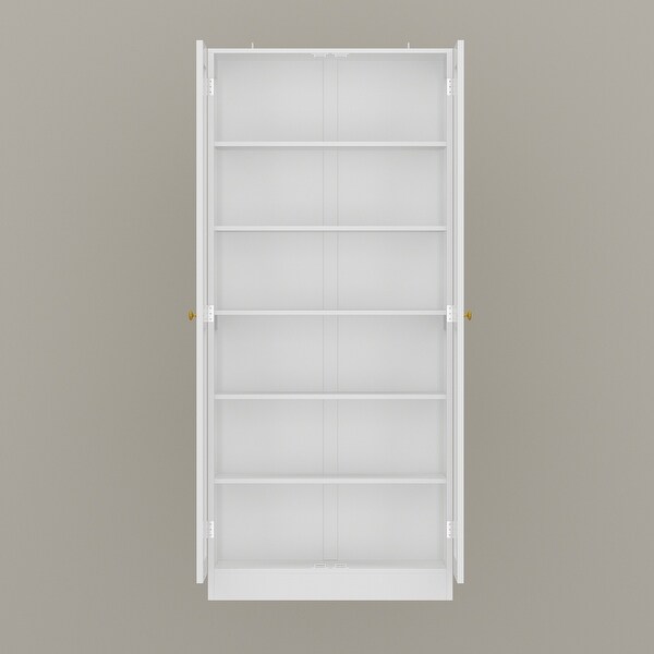 Glass Cabinet White Display Curio Storage Cabinet with Glass Doors - 70.9