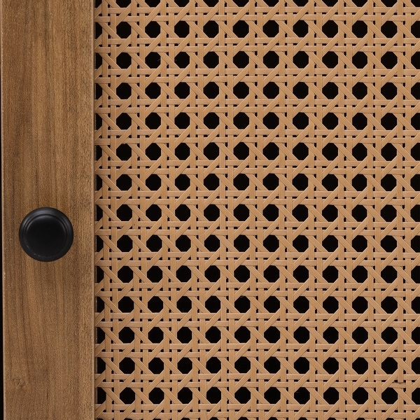 Bedside Cupboard,Bedside Table, Drawer Cabinet, Single Door Side Cabinet, Rattan Cabinet Door, Yellow